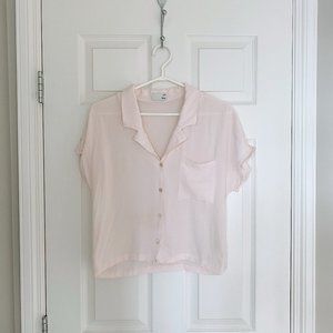 Pale Pink Button-Up Aritzia Dress Shirt